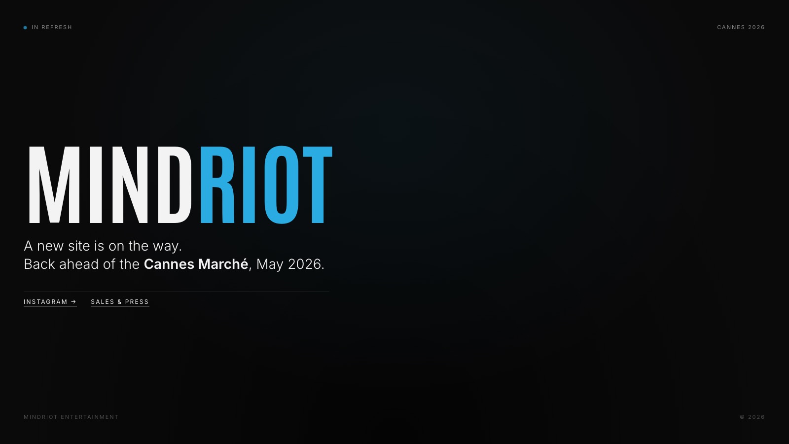 MindRiot Entertainment splash — a KDesk build